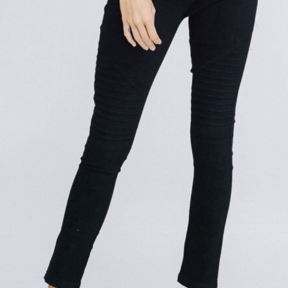 Moto faux suede leggings.